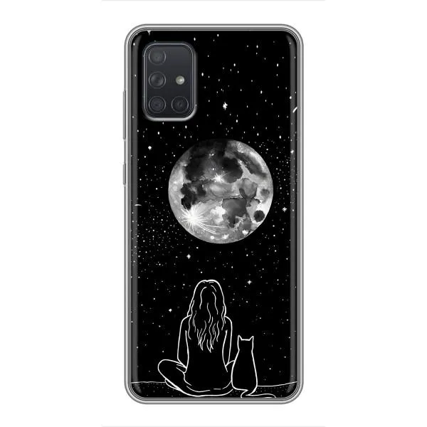 Чохол з принтом «Дівчина з котом» для Samsung Galaxy A72