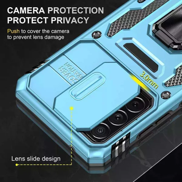 Ударостійкий чохол Camshield Army Ring для Samsung Galaxy A73 5G — Блакитний — фото 4