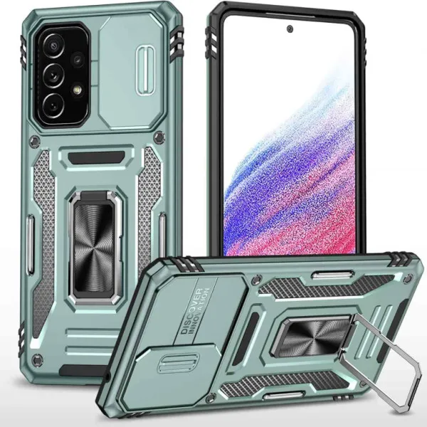 Ударостійкий чохол Camshield Army Ring для Samsung Galaxy A73 5G — Зелений — фото 1