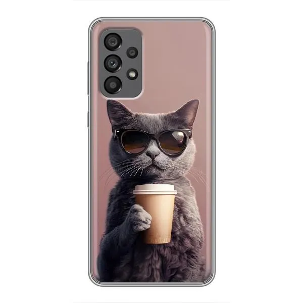 Чехол с принтом «Кот с кофе» для Samsung Galaxy A73 (5G)