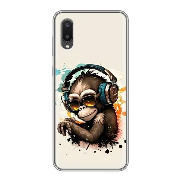Чехол с принтом «Макака в наушниках» для Samsung Galaxy M02 (M022)