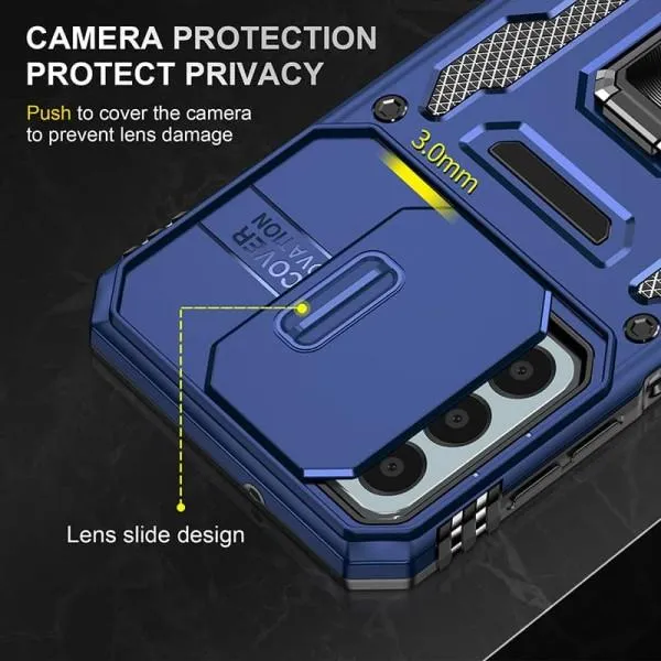 Ударопрочный чехол Camshield Army Ring для Samsung Galaxy M23 5G / M13 4G — Синий — фото 4
