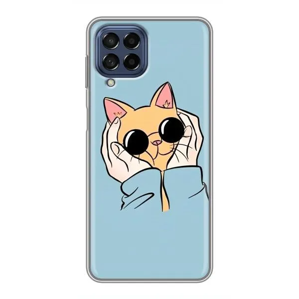 Чехол с принтом «Котик в очках» для Samsung Galaxy M53 (5G) (M536B)