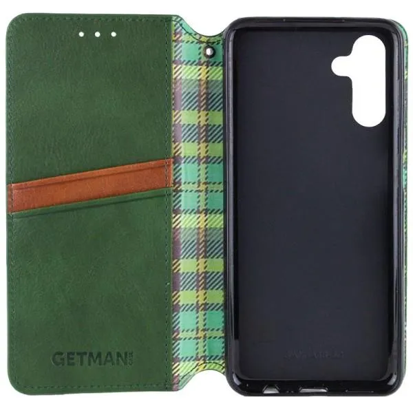 Кожаный чехол-книжка GETMAN Cubic (PU) для Samsung Galaxy M54 5G — Зеленый — фото 3 Кожаный чехол-книжка GETMAN Cubic (PU) для Samsung Galaxy M54 5G — Зеленый — фото 3