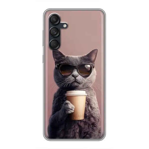 Чехол с принтом «Кот с кофе» для Samsung Galaxy M55 5G