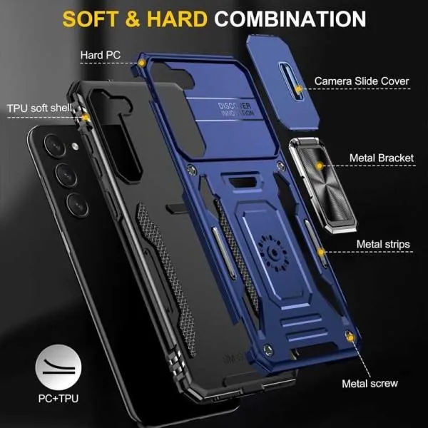 Ударопрочный чехол Camshield Army Ring для Samsung Galaxy S20 FE — Синий — фото 2