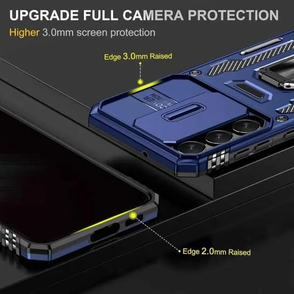 Ударопрочный чехол Camshield Army Ring для Samsung Galaxy S20 FE — Синий — фото 3