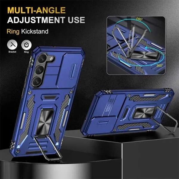 Ударопрочный чехол Camshield Army Ring для Samsung Galaxy S20 FE — Синий — фото 5