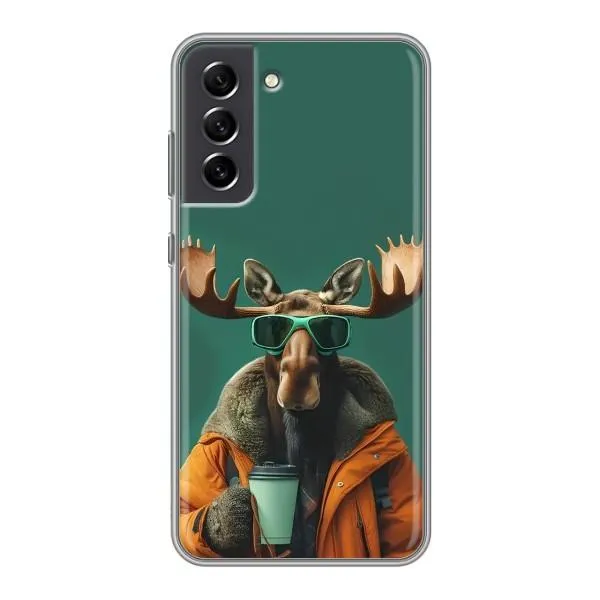 Чехол с принтом «Лось с кофе» для Samsung Galaxy S21 FE