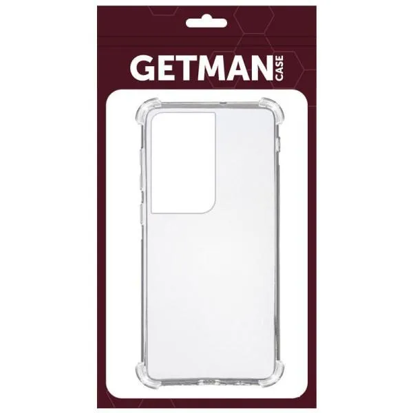 TPU чохол GETMAN Ease logo посилені кути для Samsung Galaxy S21 Ultra — Прозорий — фото 2