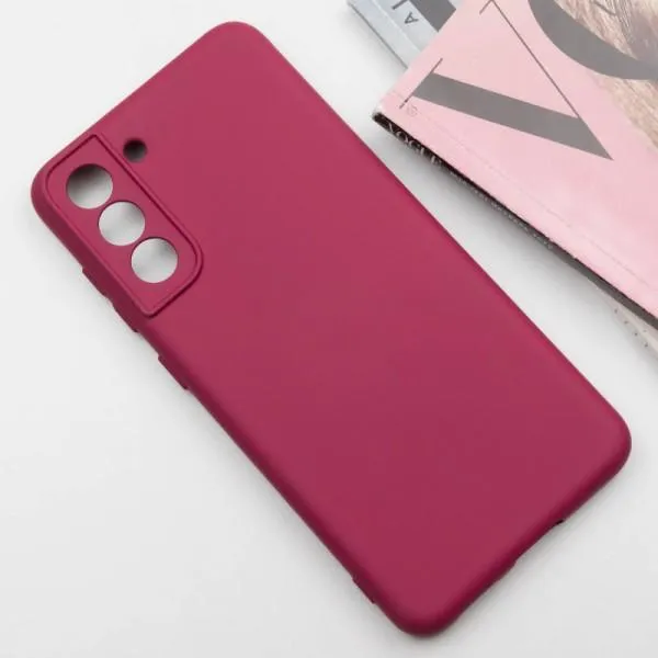 Чехол TPU GETMAN Liquid Silk Full Camera для Samsung Galaxy S21 — Бордовый — фото 2