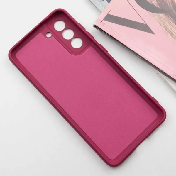 Чехол TPU GETMAN Liquid Silk Full Camera для Samsung Galaxy S21 — Бордовый — фото 3