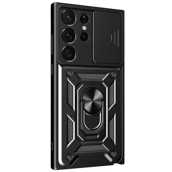 Чехол Ummi Camshield Serge Ring для Samsung Galaxy S22 Ultra — Черный