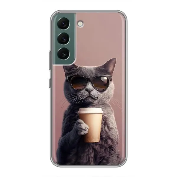 Чохол з принтом «Кіт з кавою» для Samsung Galaxy S22