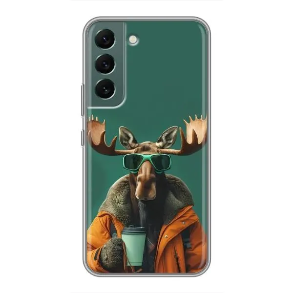 Чохол з принтом «Лось з кавою» для Samsung Galaxy S22