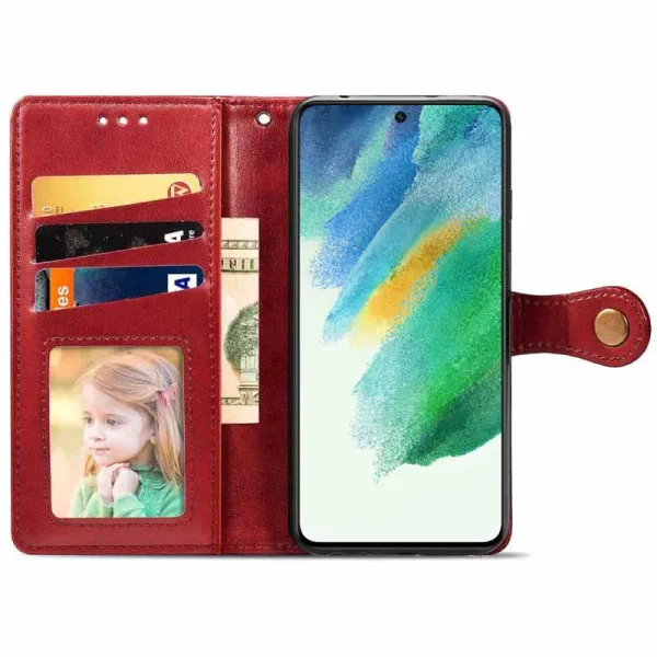 Кожаный чехол-книжка GETMAN Gallant (PU) для Samsung Galaxy S23 FE — Красный — фото 2 Кожаный чехол-книжка GETMAN Gallant (PU) для Samsung Galaxy S23 FE — Красный — фото 2