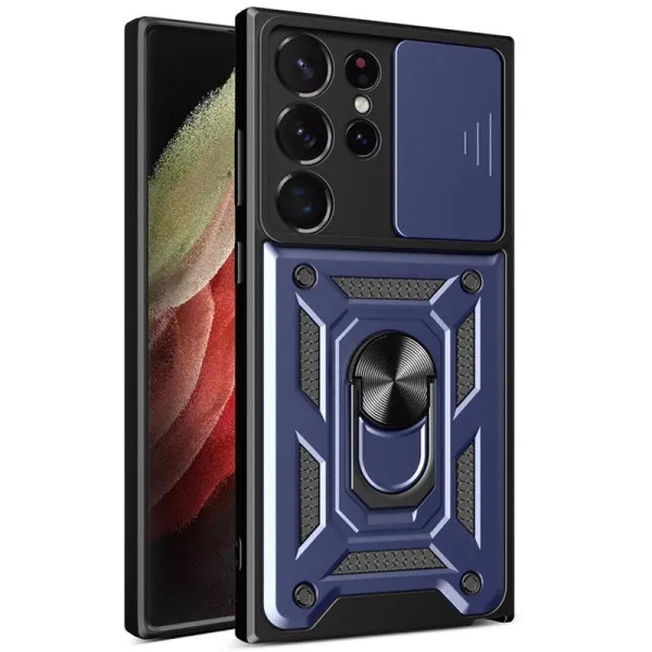Чехол Ummi Camshield Serge Ring для Samsung Galaxy S23 Ultra — Синий — фото 2