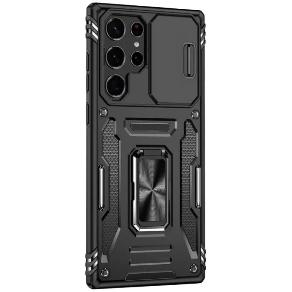 Ударостійкий чохол Camshield Army Ring для Samsung Galaxy S23 Ultra — Чорний — фото 2