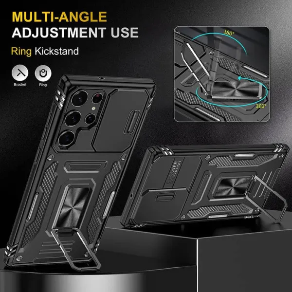 Ударостійкий чохол Camshield Army Ring для Samsung Galaxy S23 Ultra — Чорний — фото 4