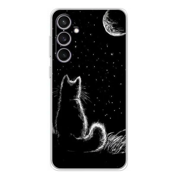 Чехол с принтом «Котик и луна» для Samsung Galaxy S24 FE