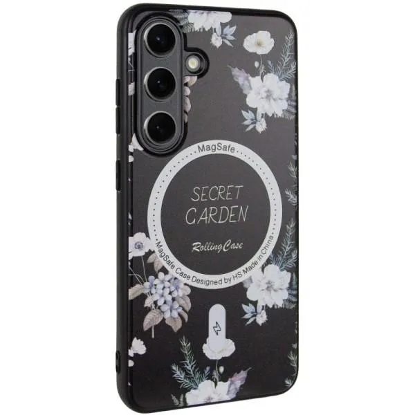 TPU+PC чохол Secret Garden with Magnetic Fit для Samsung Galaxy S24+ — Чорний — фото 1