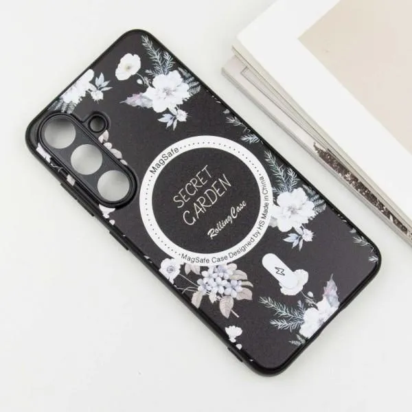 TPU+PC чохол Secret Garden with Magnetic Fit для Samsung Galaxy S24+ — Чорний — фото 3