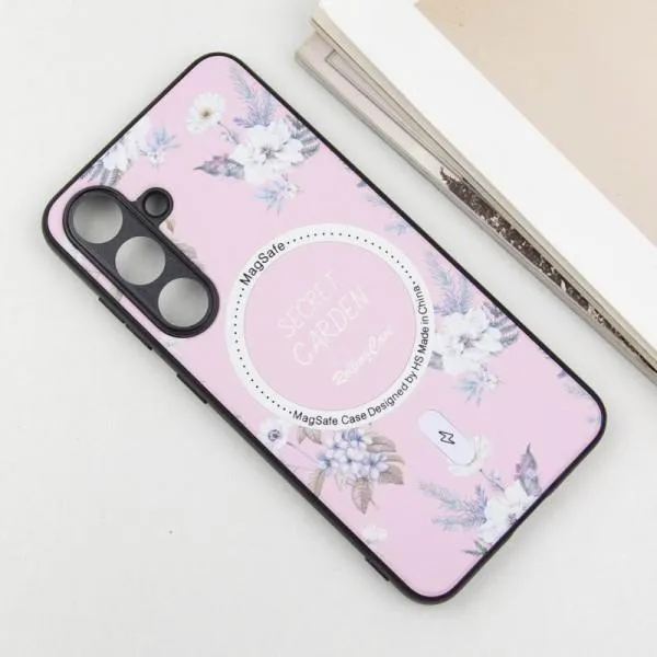 TPU+PC чехол Secret Garden with Magnetic Fit для Samsung Galaxy S24 — Розовый — фото 3