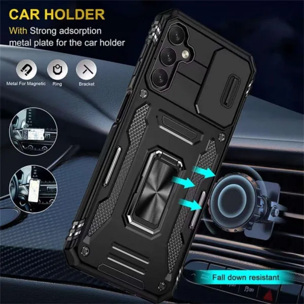 Ударопрочный чехол Camshield Army Ring для Samsung Galaxy S24 — Черный — фото 4