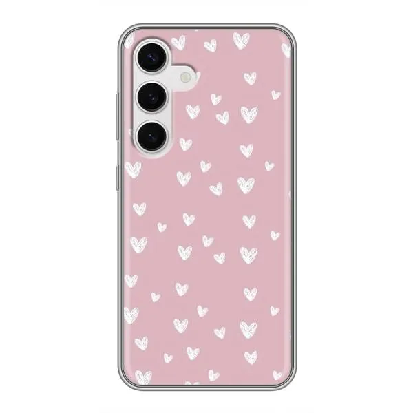 Чехол с принтом «Сердечки на розовом» для Samsung Galaxy S24