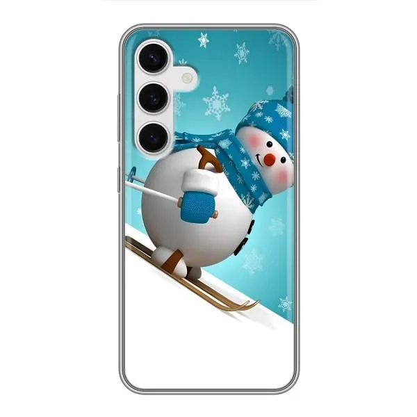 Чехол с принтом «Снеговик на лыжах» для Samsung Galaxy S24