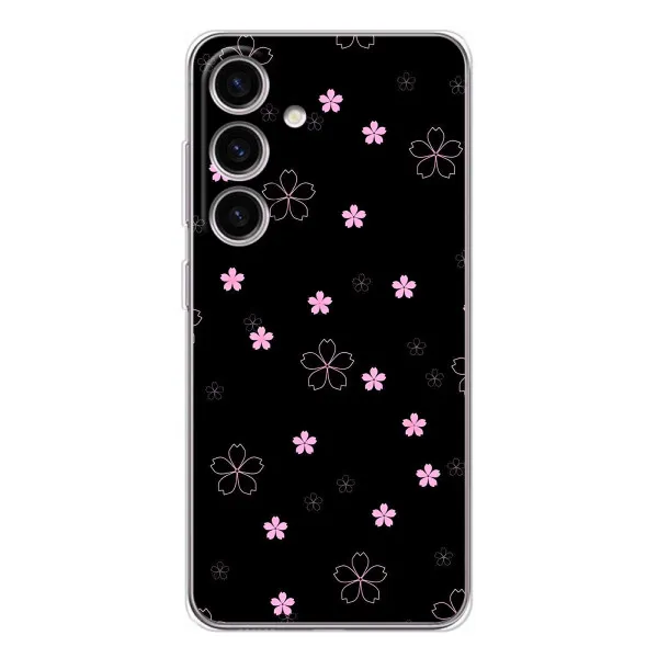 Чехол с принтом «Розовые цветы на черном» для Samsung Galaxy S25 FE