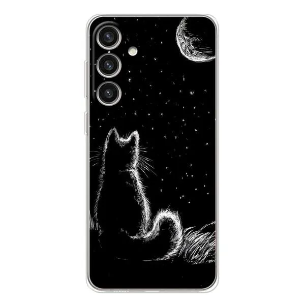 Чехол с принтом «Котик и луна» для Samsung Galaxy S25 Plus