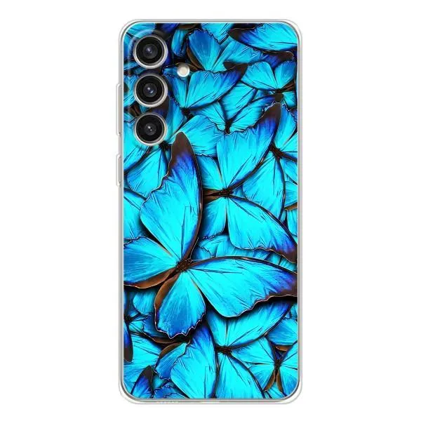 Чохол з принтом «Сині метелики» для Samsung Galaxy S25 Plus