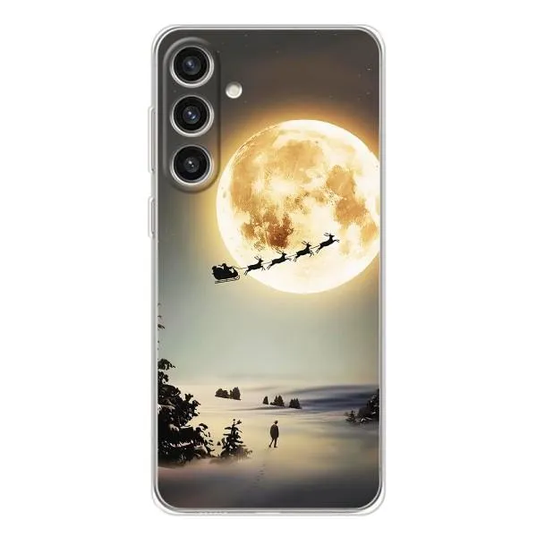 Чехол с принтом «Санта на луне» для Samsung Galaxy S25 Plus