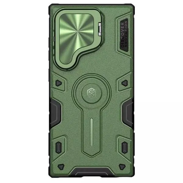 TPU+PC чехол Nillkin CamShield Armor Prop для Samsung Galaxy S25 Ultra — Темно зеленый — фото 1