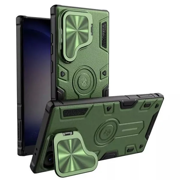TPU+PC чехол Nillkin CamShield Armor Prop для Samsung Galaxy S25 Ultra — Темно зеленый — фото 4