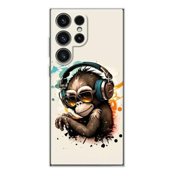 Чехол с принтом «Макака в наушниках» для Samsung Galaxy S25 Ultra Чехол с принтом «Макака в наушниках» для Samsung Galaxy S25 Ultra