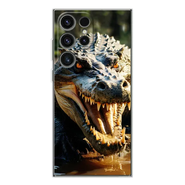 Чехол с принтом «Опасный крокодил» для Samsung Galaxy S25 Ultra Чехол с принтом «Опасный крокодил» для Samsung Galaxy S25 Ultra