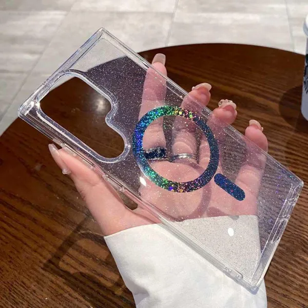 Чехол TPU Eclipse Sparkle Magnetic Fit для Samsung Galaxy S26 Ultra — Прозрачный — фото 3