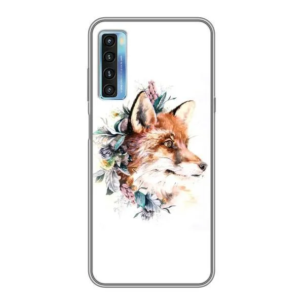 Чохол з принтом «Лиса в квітах» для TCL 20L