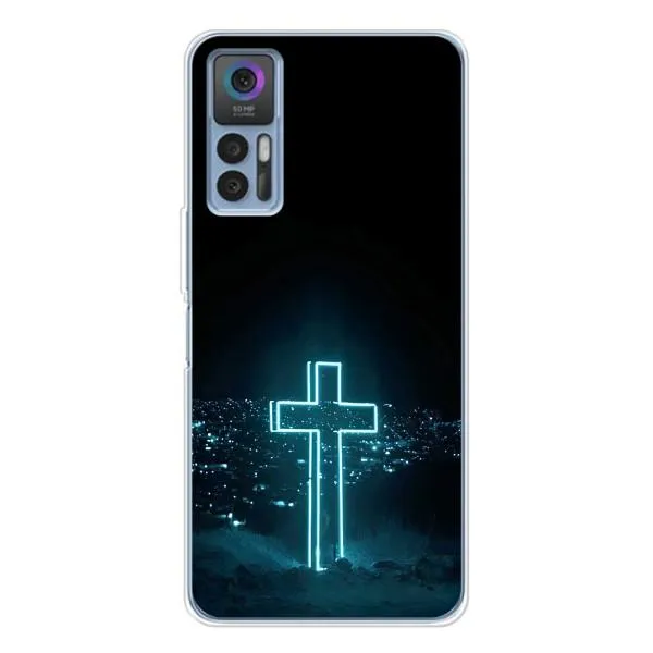 Чехол с принтом «Крест и город» для TCL 30 Plus