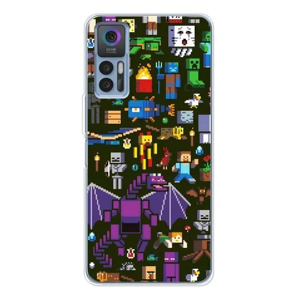 Чехол с принтом «Коллаж Майнкрафт» для TCL 30 Plus
