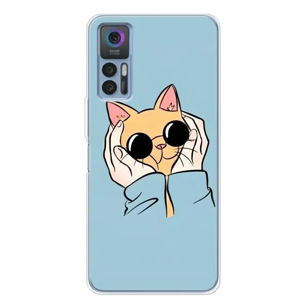 Чехол с принтом «Котик в очках» для TCL 30 Plus Чехол с принтом «Котик в очках» для TCL 30 Plus