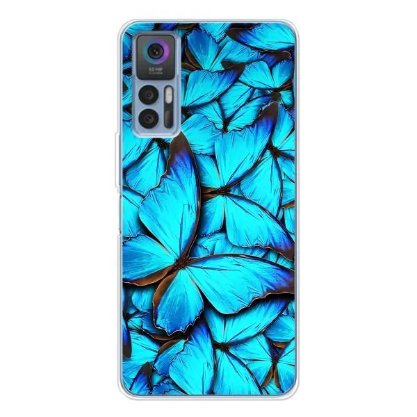Чехол с принтом «Синие бабочки» для TCL 30 Plus Чехол с принтом «Синие бабочки» для TCL 30 Plus