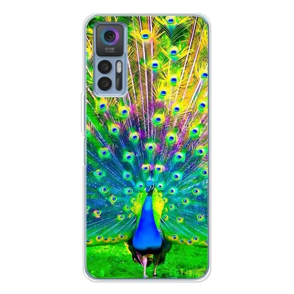 Чехол с принтом «Яркий Павлин» для TCL 30 Plus