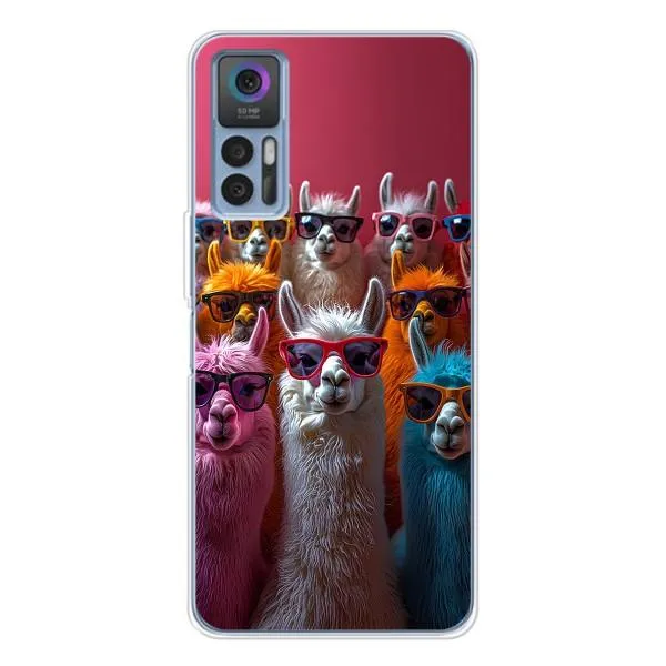Чехол с принтом «Ламы в очках» для TCL 30 Plus