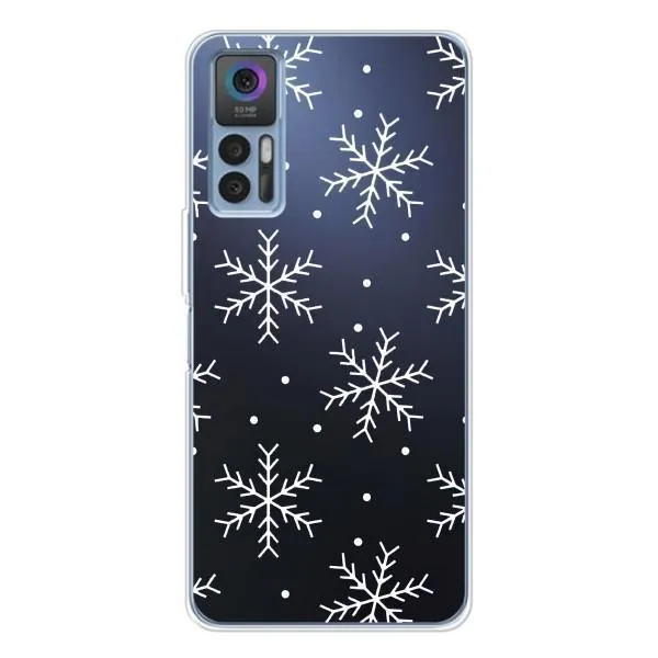 Чехол с принтом «Белые снежинки» для TCL 30 Plus