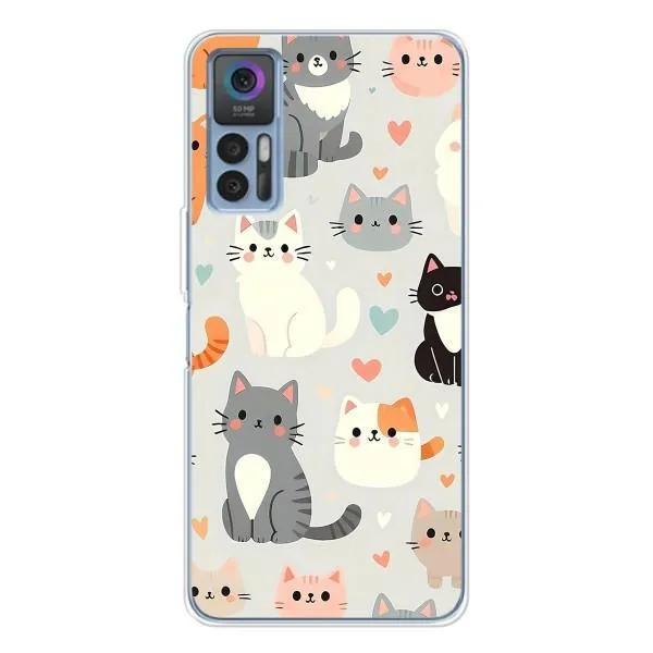 Чехол с принтом «Коллаж котов» для TCL 30