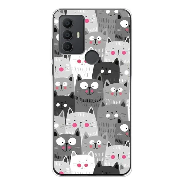 Чехол с принтом «Рисованные котики» для TCL 306
