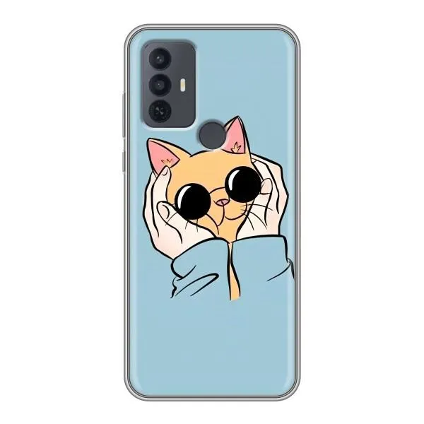 Чохол з принтом «Котик в окулярах» для TCL 30E